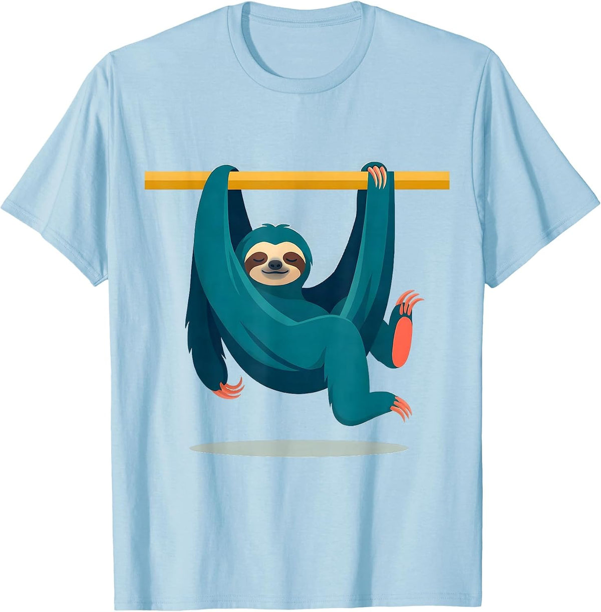 Men's Broad Sloth Hammock Funny Lazy Humor Novelty Gift T-Shirt - Baby Blue