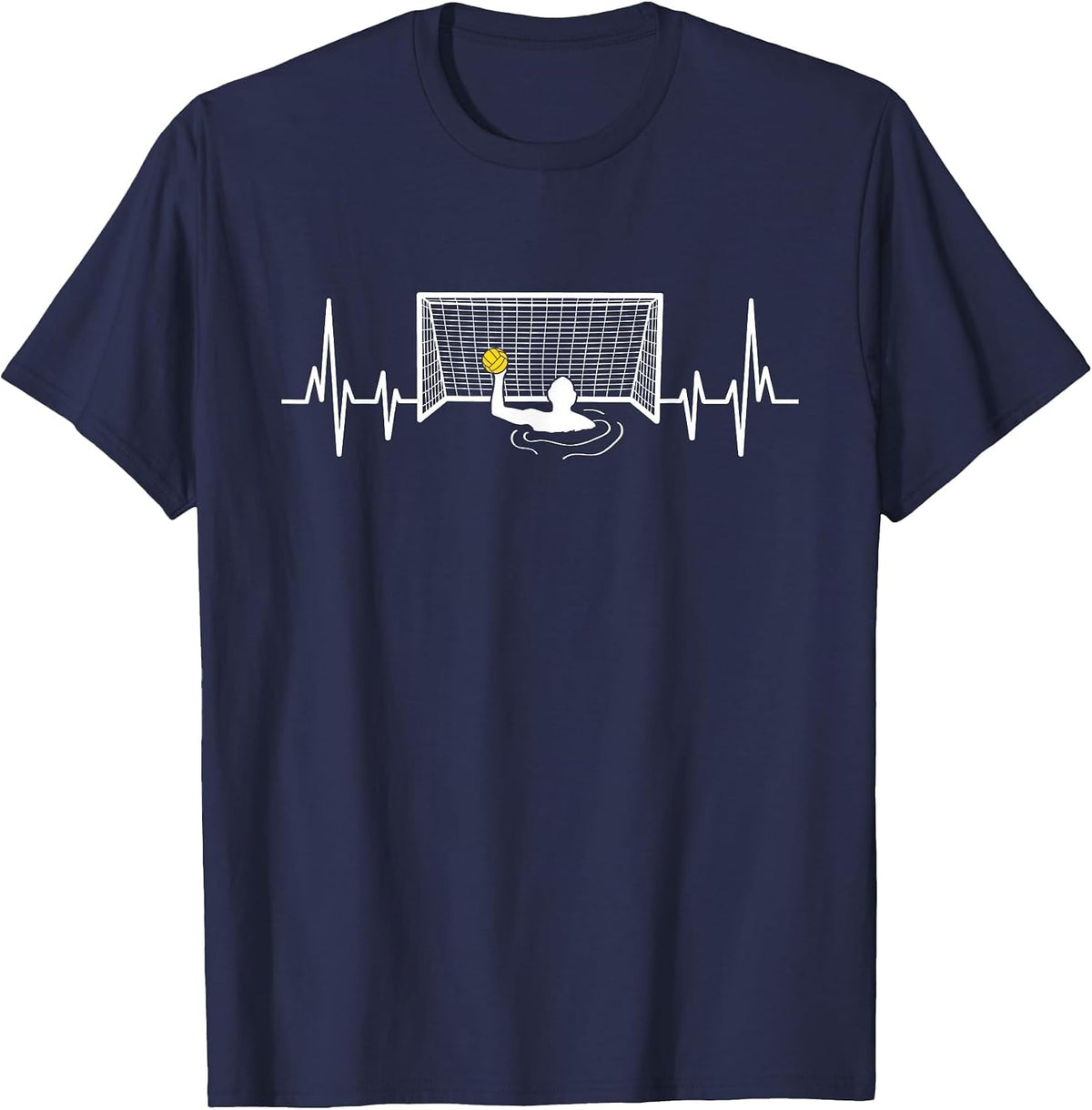 Water Polo Player - Pulse Heartbeat Goalie Coach Goalkeeper T-Shirt - Navy Blue