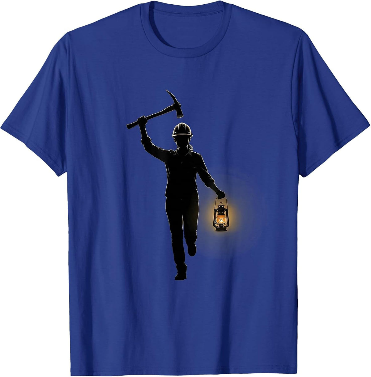 Coal Miner Labor Day Graphic Tee with Lantern T-Shirt - Royal Blue