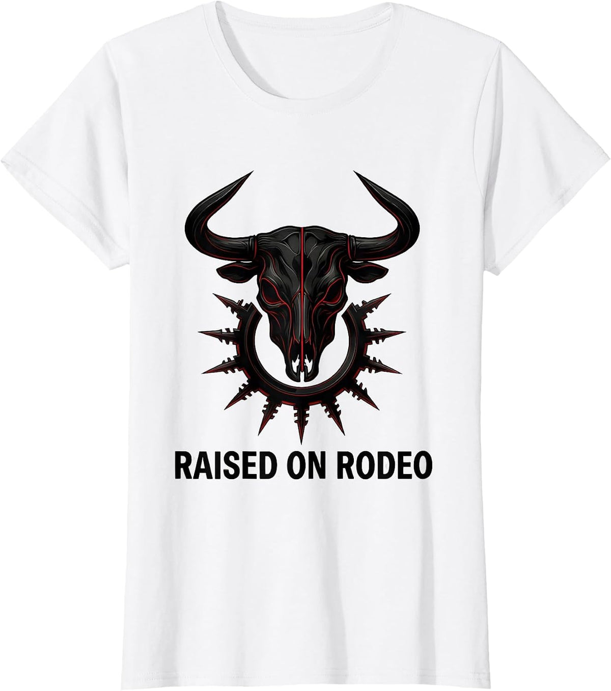 Raised on Rodeo Western Cowboy Design T-Shirt - White