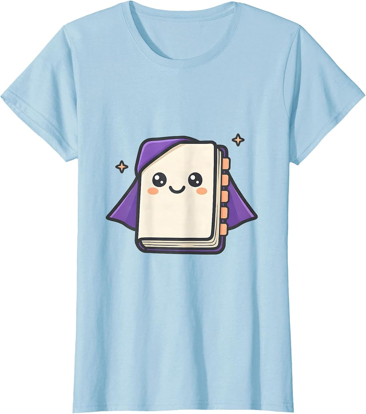 Open Notebook Halloween Teacher Cute Kawaii Witch T-Shirt - Baby Blue
