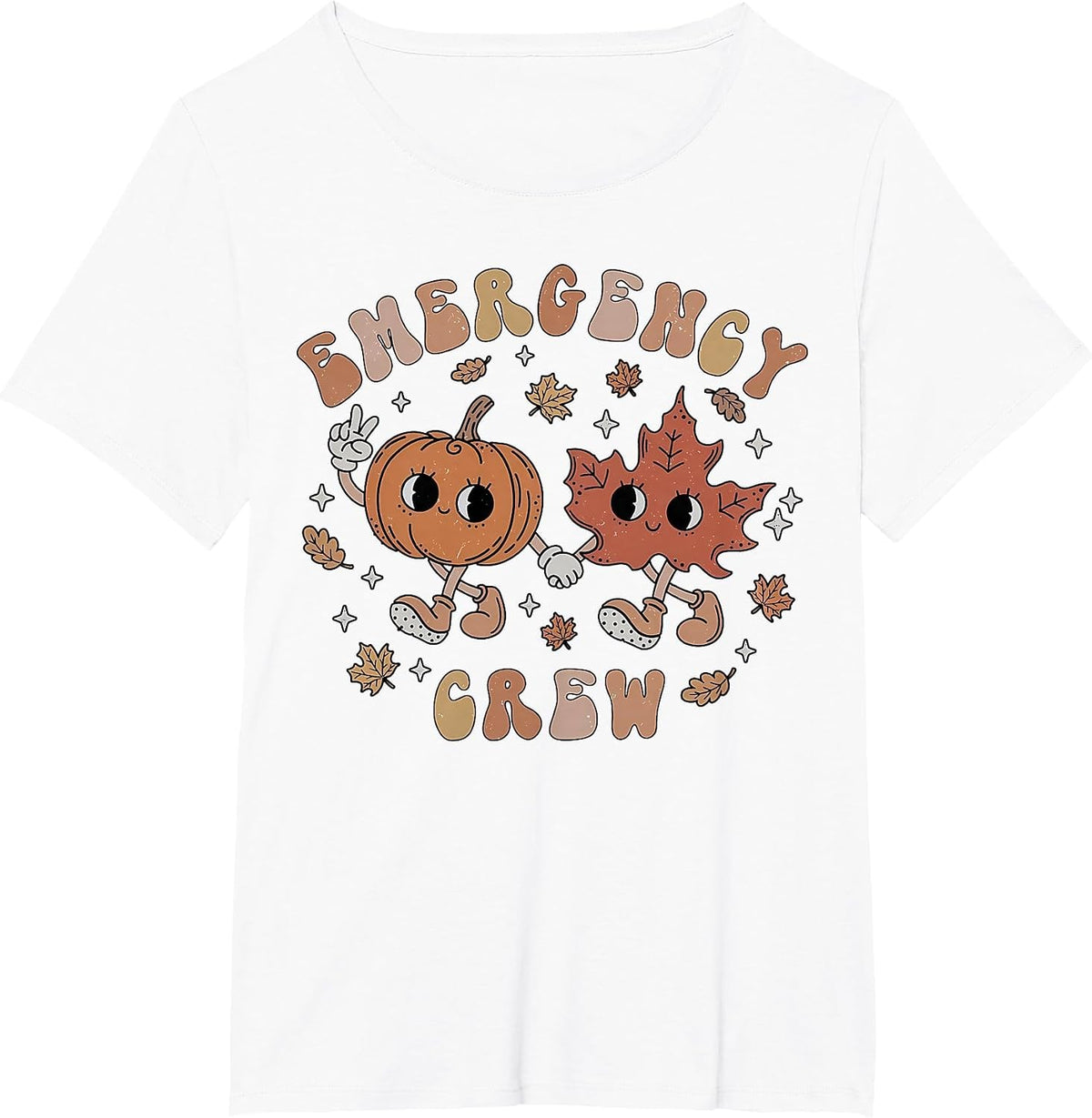 Emergency Crew Fall Emergency Room Nurse Autumn Thanksgiving T-Shirt - White