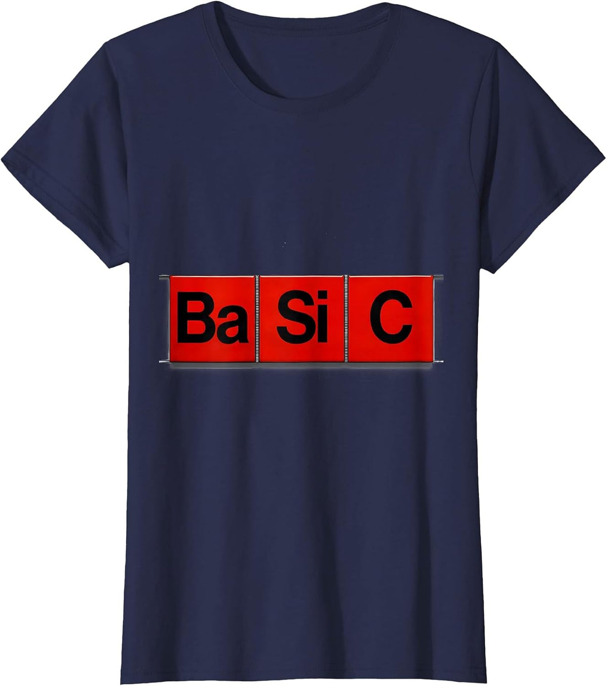Women's Ba-Si-C Geometric Chemistry Periodic Table Nerd Humor T-Shirt - Navy Blue