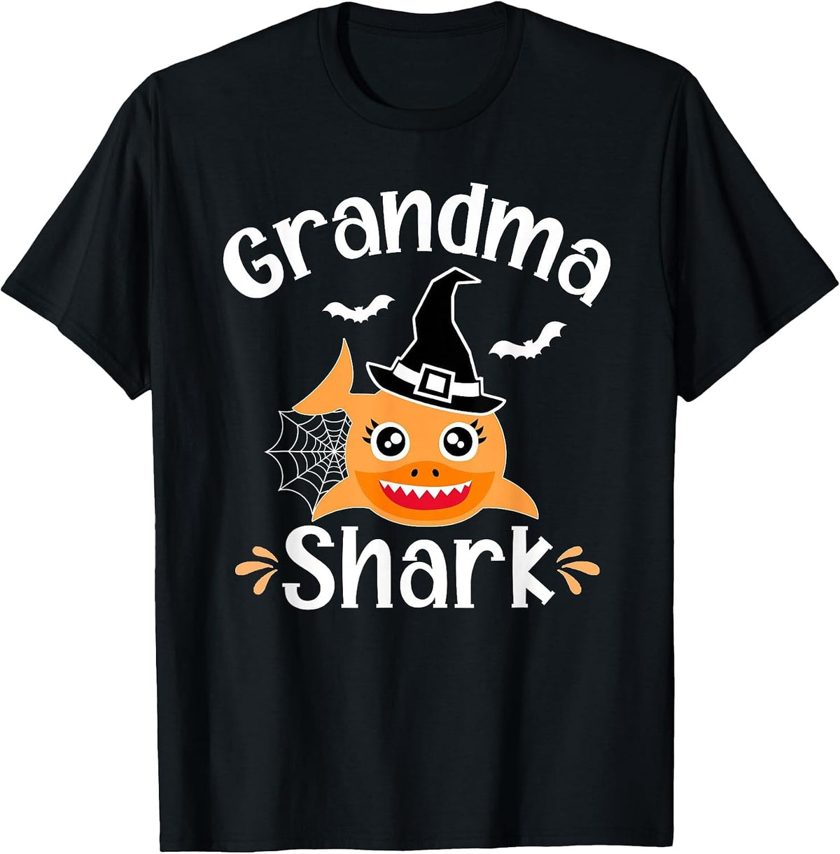 Grandma Shark Funny Halloween Grandmother T-Shirt - Black