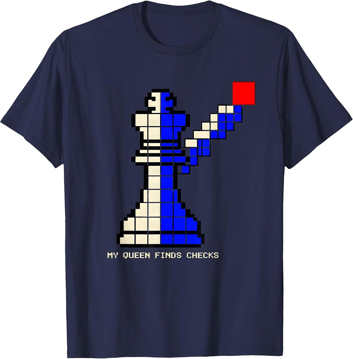 My Queen Finds Checks Funny Chess Player Gift Chess Lover T-Shirt - Navy Blue