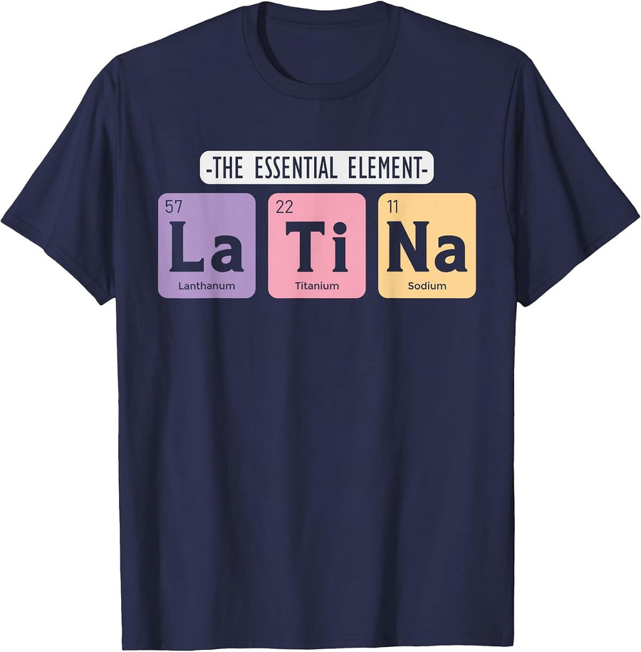 Retro The Essential Element Latina Hispanic Heritage Month T-Shirt Tee for Women - Navy Blue