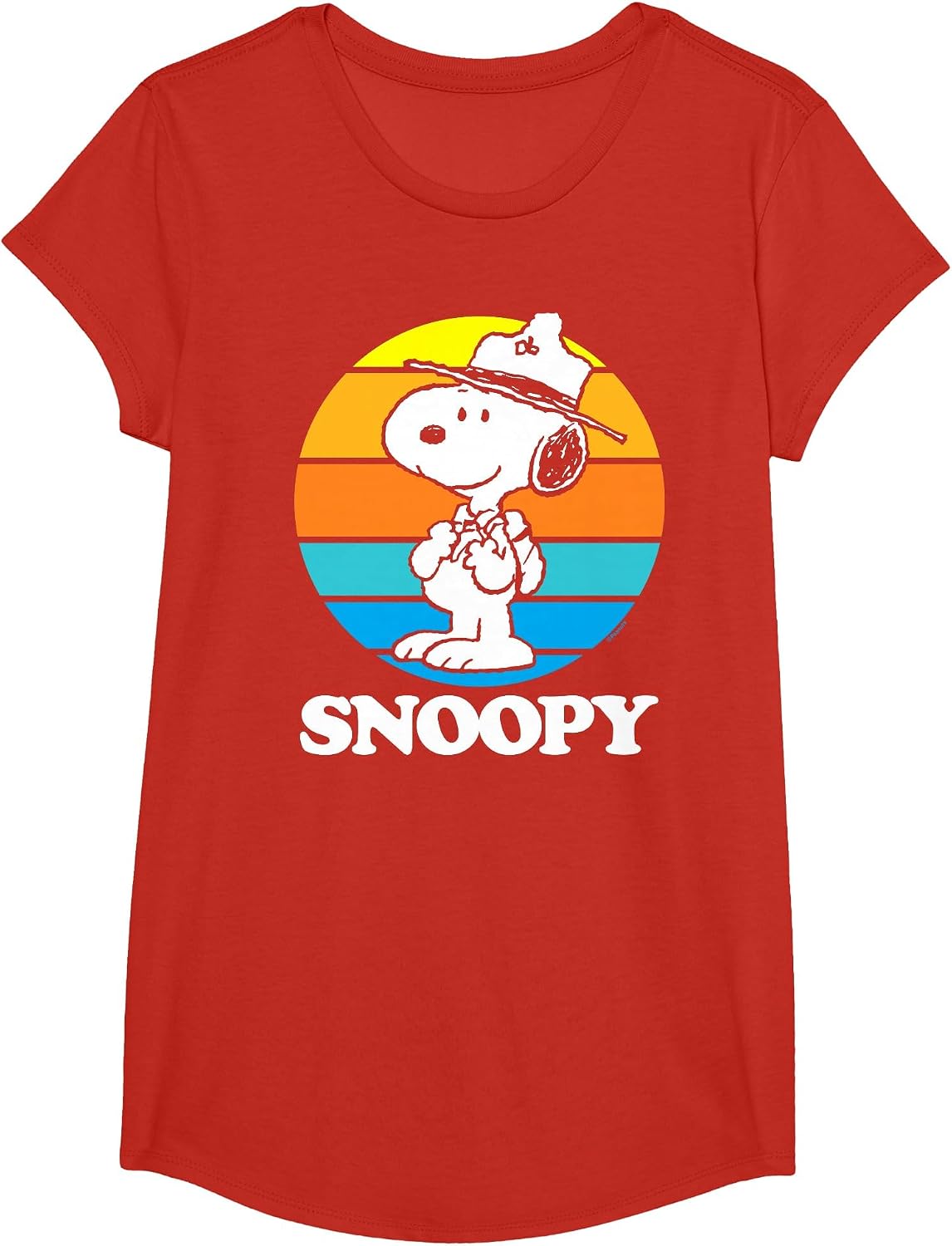 Peanuts - Snoopy Beagle Scout Sunset T-Shirt - Girls Red