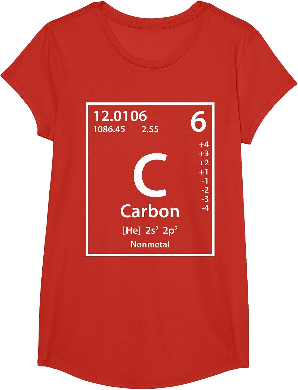 Carbon Element (White) T-Shirt - Girls Red