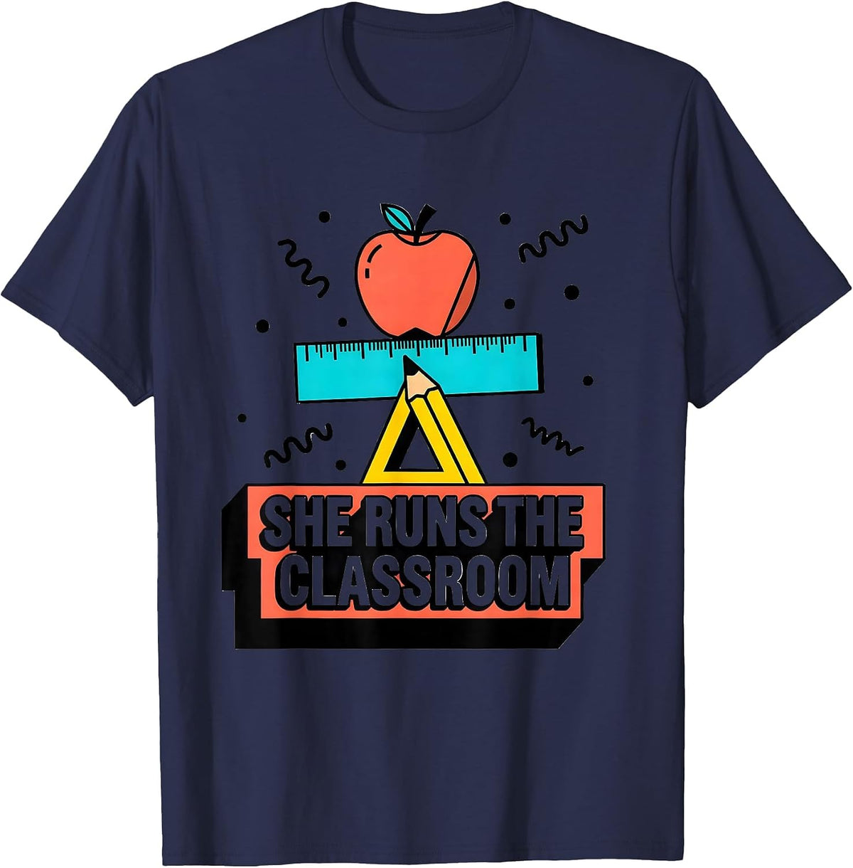 Men's She Runs the Classroom Paraprofessional Design T-Shirt - Navy Blue