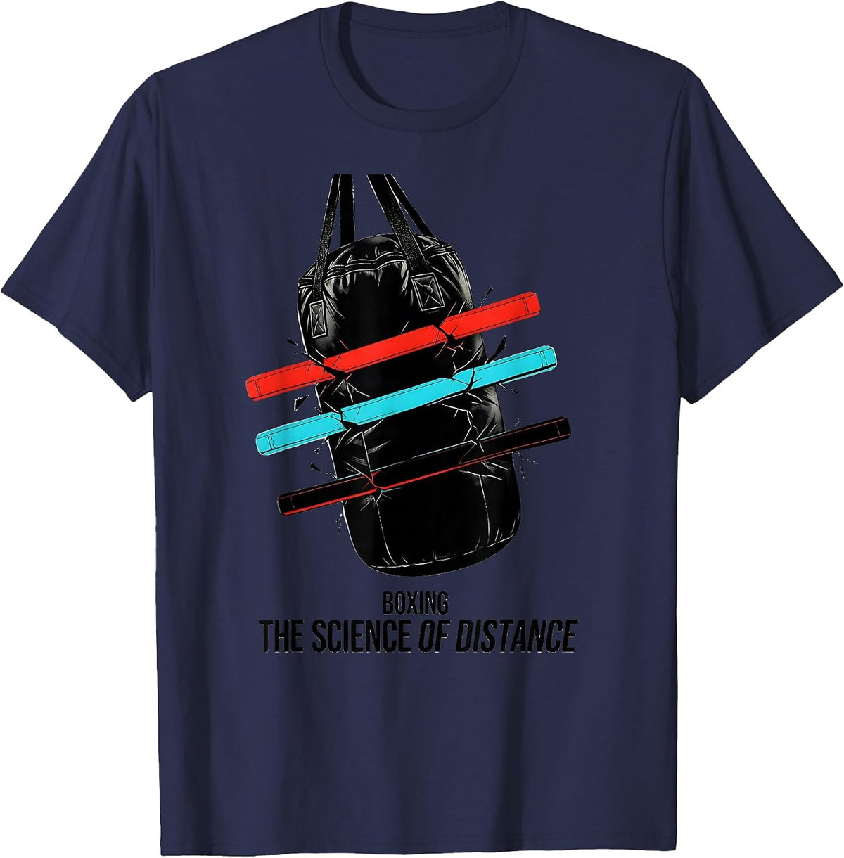 Men's Boxing The Science Of Distance Retro Fighter Gym Pride T-Shirt - Navy Blue