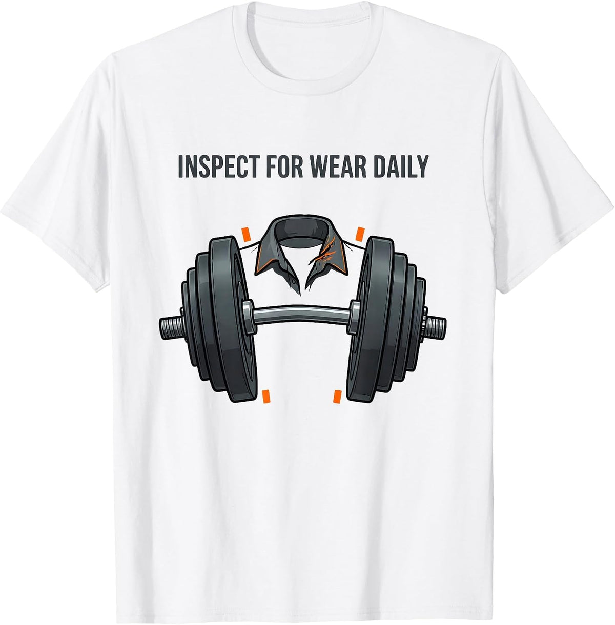 Men's Inspect For Wear Daily Funny Gym Workout Weightlifting Humor T-Shirt - White