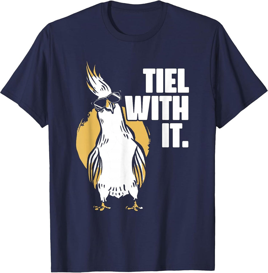 Cockatiel Tiel with It Cool Sunglasses Bird for Parrot Lover T-Shirt - Navy Blue