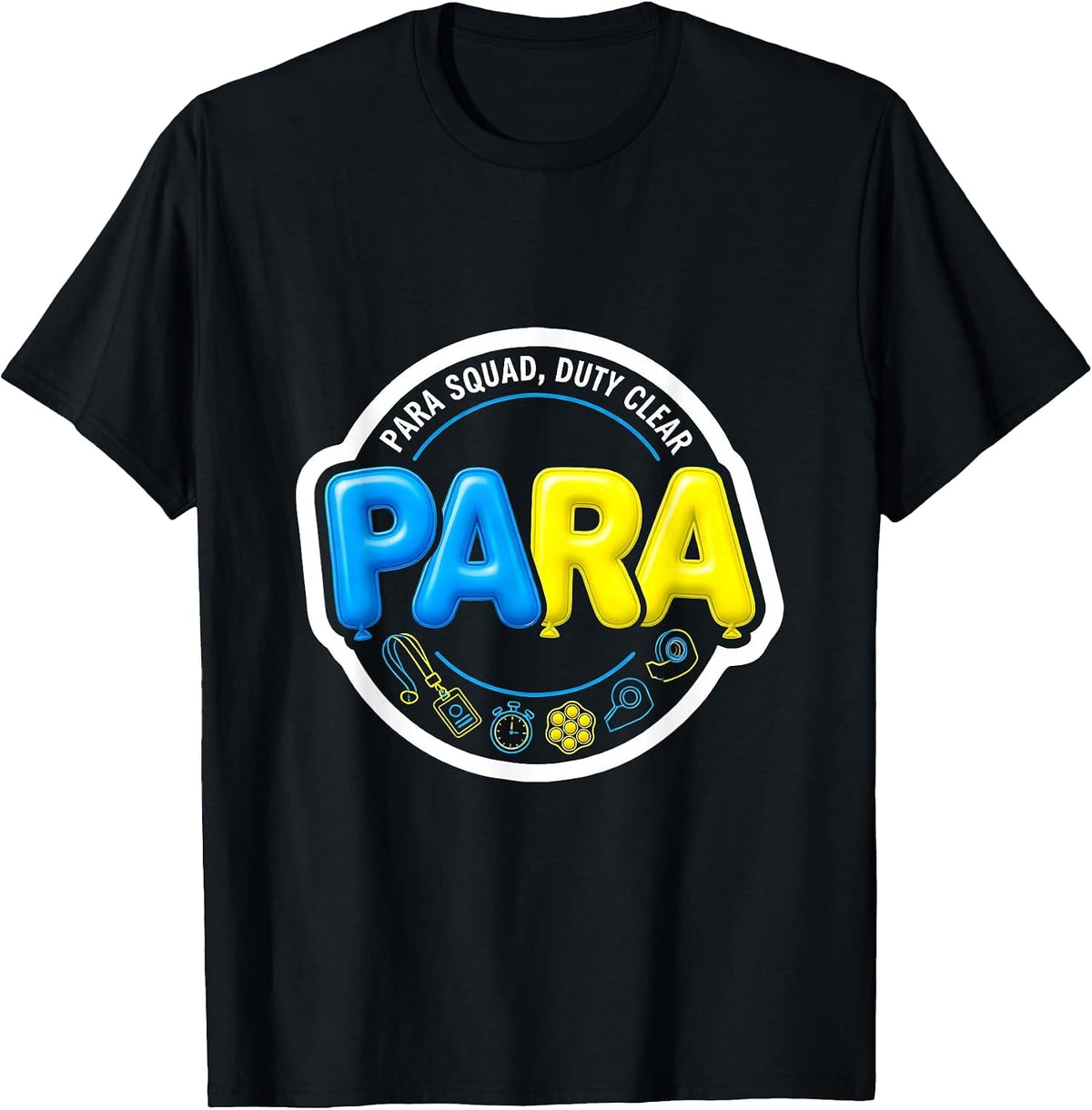 Men's Para Squad Duty Clear Sticker Style Back To School T-Shirt - Black