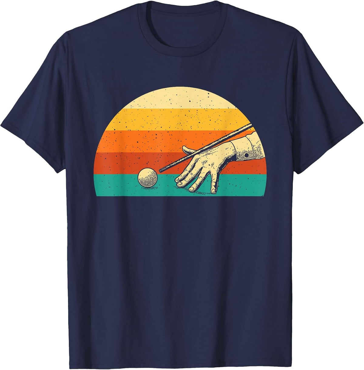Retro Vintage Billiards Game - 8 Ball Pool Player Tournament T-Shirt - Navy Blue