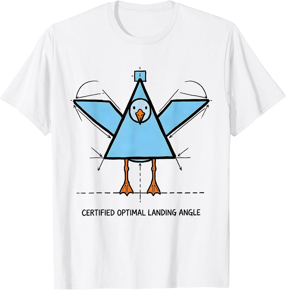 Men's Certified Optimal Landing Angle Funny Math Teacher Geometry T-Shirt - White