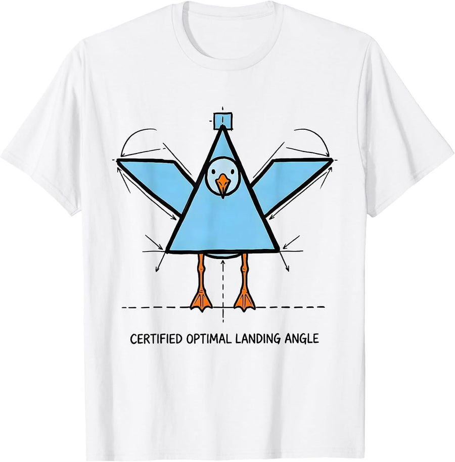 Men's Certified Optimal Landing Angle Funny Math Teacher Geometry T-Shirt - White