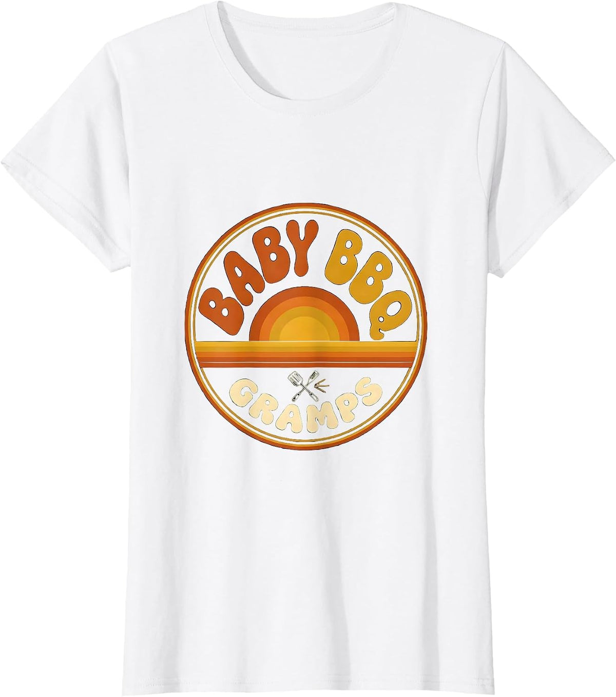 Women's Baby BBQ Gramps Retro 70s Family Matching Party T-Shirt - White