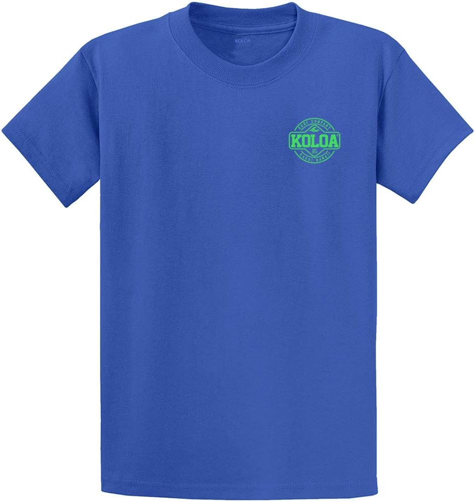 Koloa Surf Mens Dawn Patrol Logo Heavyweight Tees - Royal \/ Green