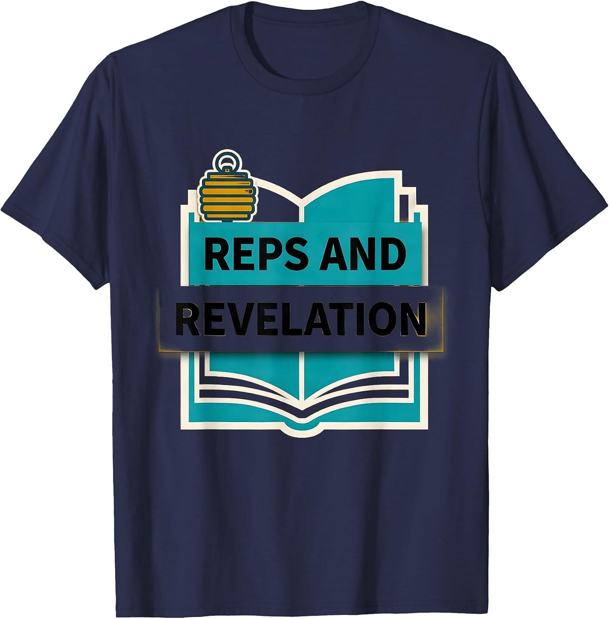 Reps And Revelation Midcentury Modern Christian Gym Faith T-Shirt - Navy Blue