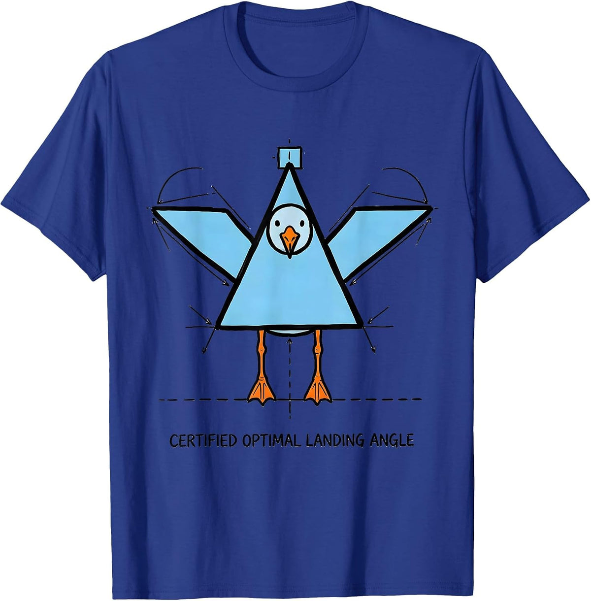 Men's Certified Optimal Landing Angle Funny Math Teacher Geometry T-Shirt - Royal Blue
