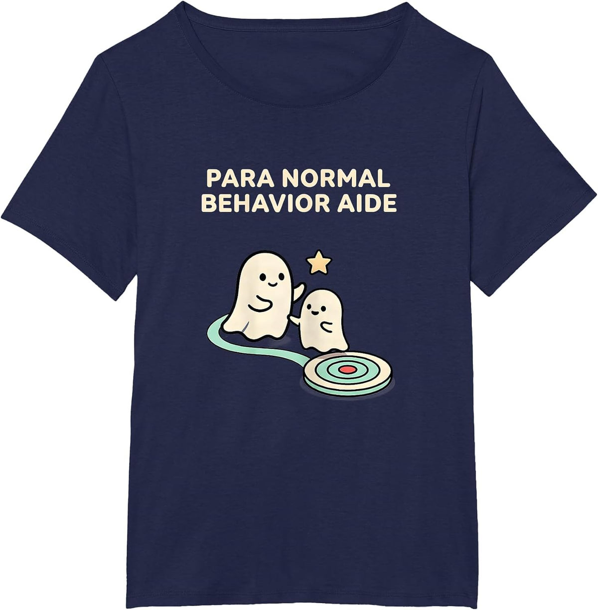 Women's Para Normal Behavior Aide Cute Kawaii Ghost Paraprofessional T-Shirt - Navy Blue