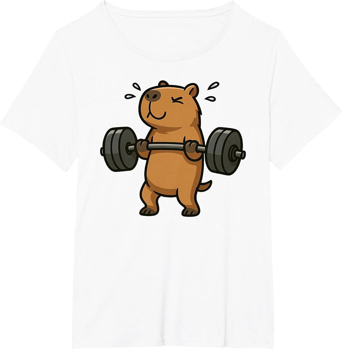 Funny Capybara Workout Gym Fitness Weightlifting Deadlift T-Shirt - White