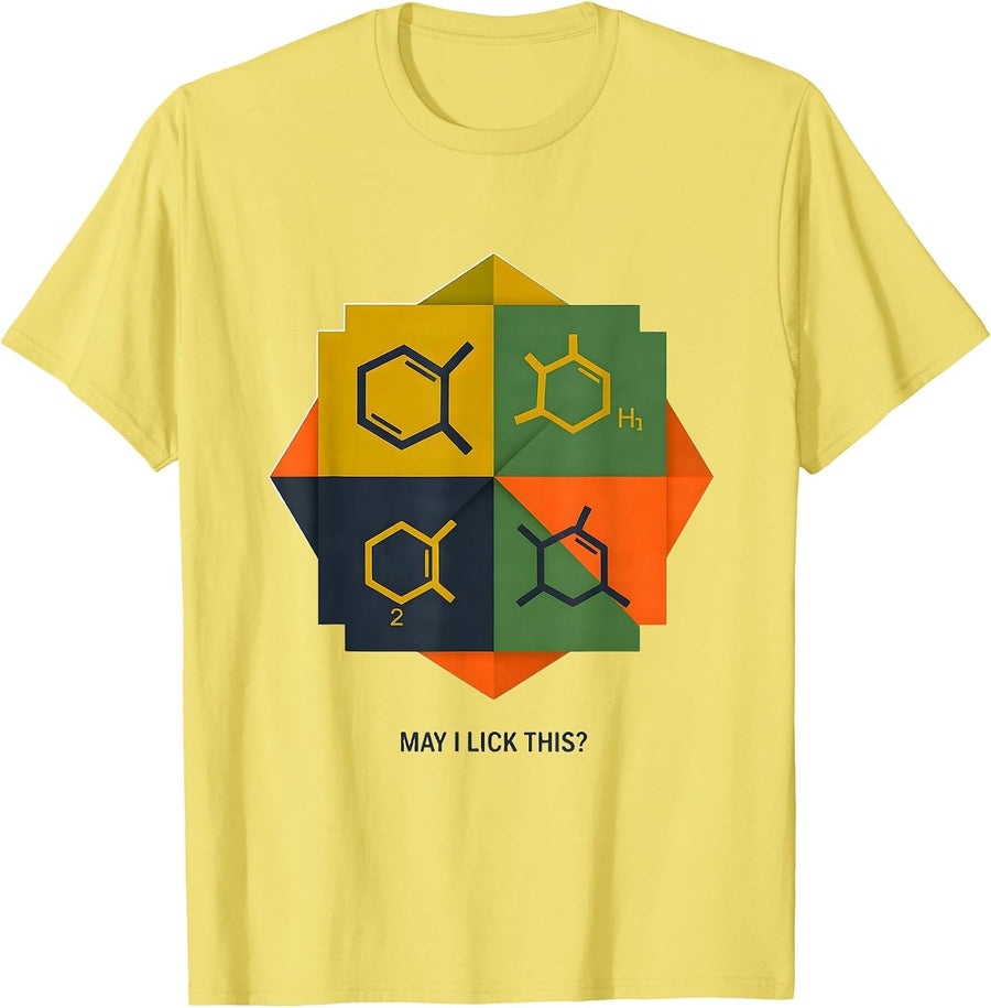 Men's May I Lick This Funny Periodic Table Chemistry Teacher Gift T-Shirt - Lemon Yellow