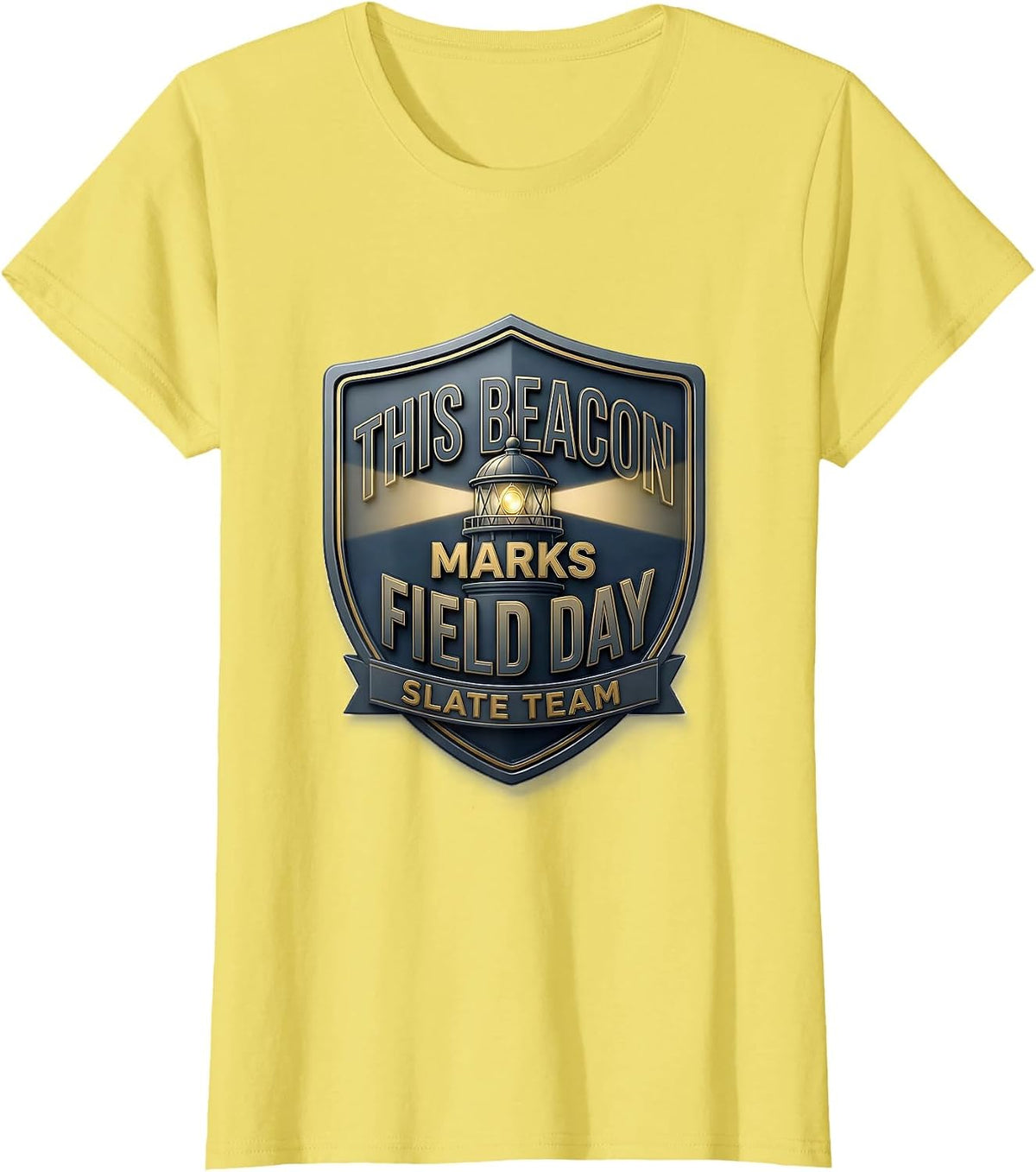 Women's THIS BEACON MARKS FIELD DAY SLATE TEAM School Field Day T-Shirt - Lemon Yellow
