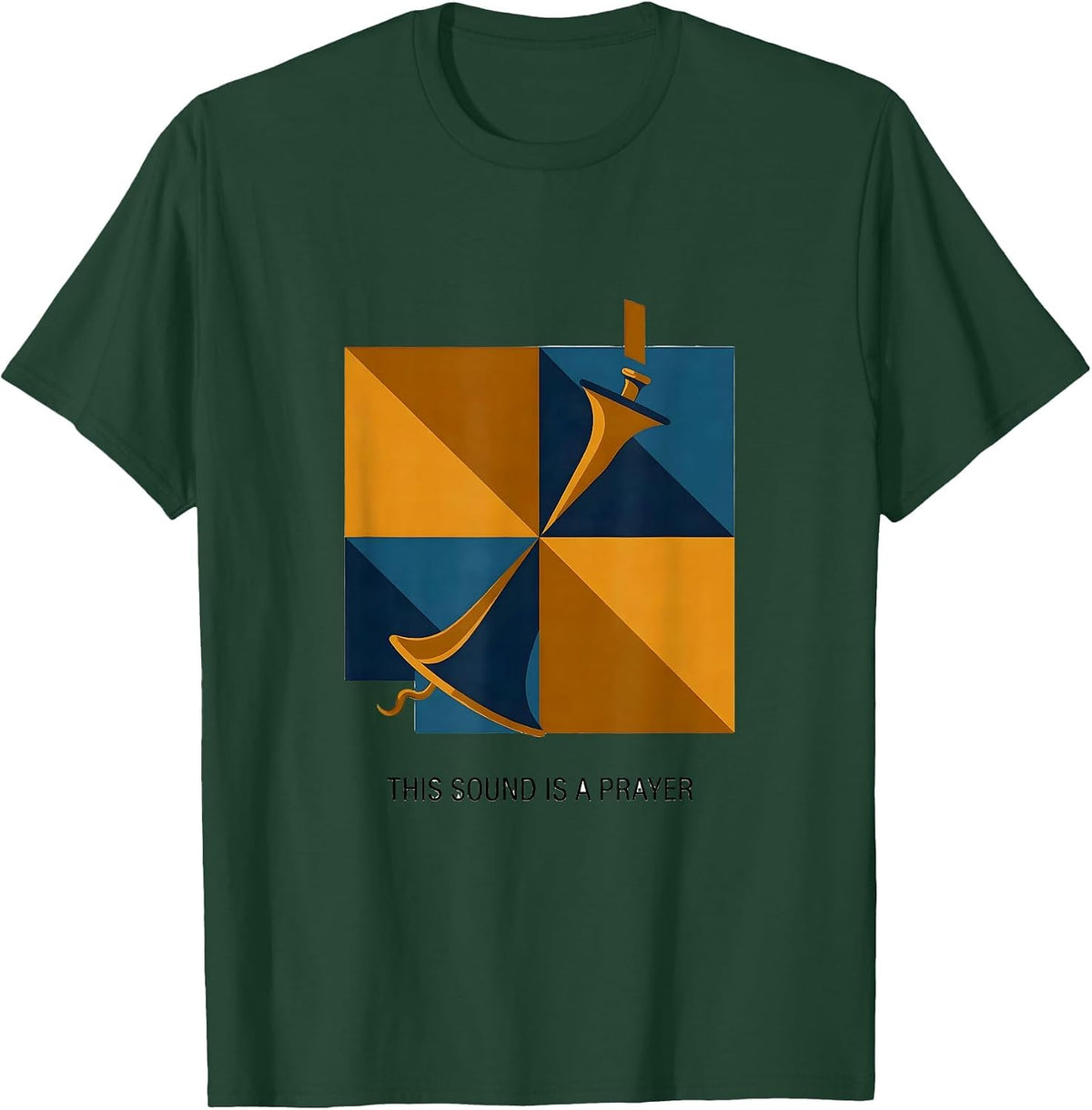 This Sound Is A Prayer Quilt Block Patchwork Trumpet Player T-Shirt - Dark Green