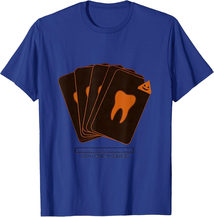 Cavity Watch Hygienists Funny Dental Hygienist Halloween T-Shirt - Royal Blue