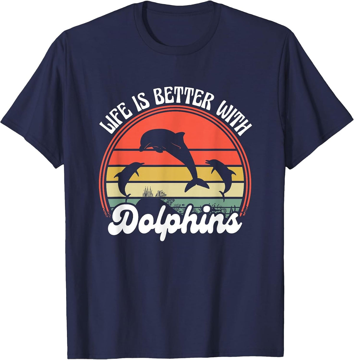 Dolphin Lover Cute Sea Ocean Animals Funny Dolphin Trainer T-Shirt - Navy Blue