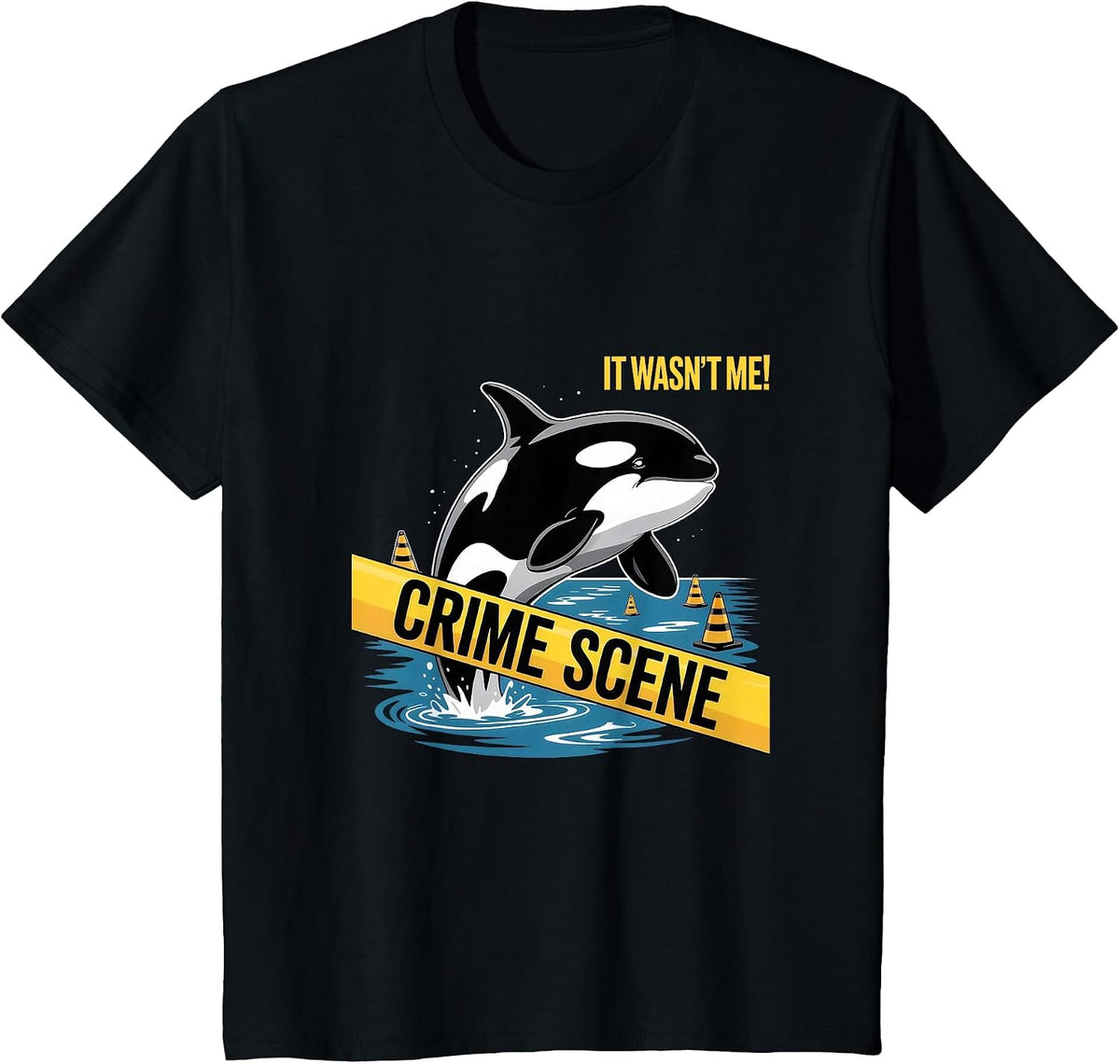 Orca Killer Whale Crime Scene Ocean T-Shirt - Black