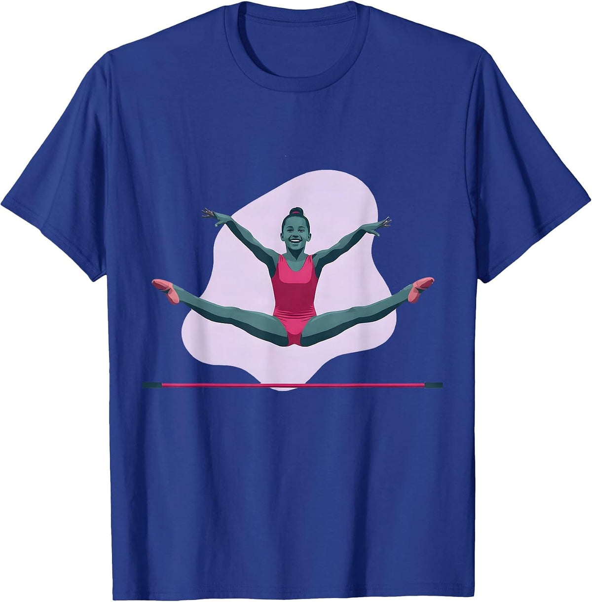 Men's Straddle Jump Gymnastics Silhouette Kids Athlete Gift T-Shirt - Royal Blue