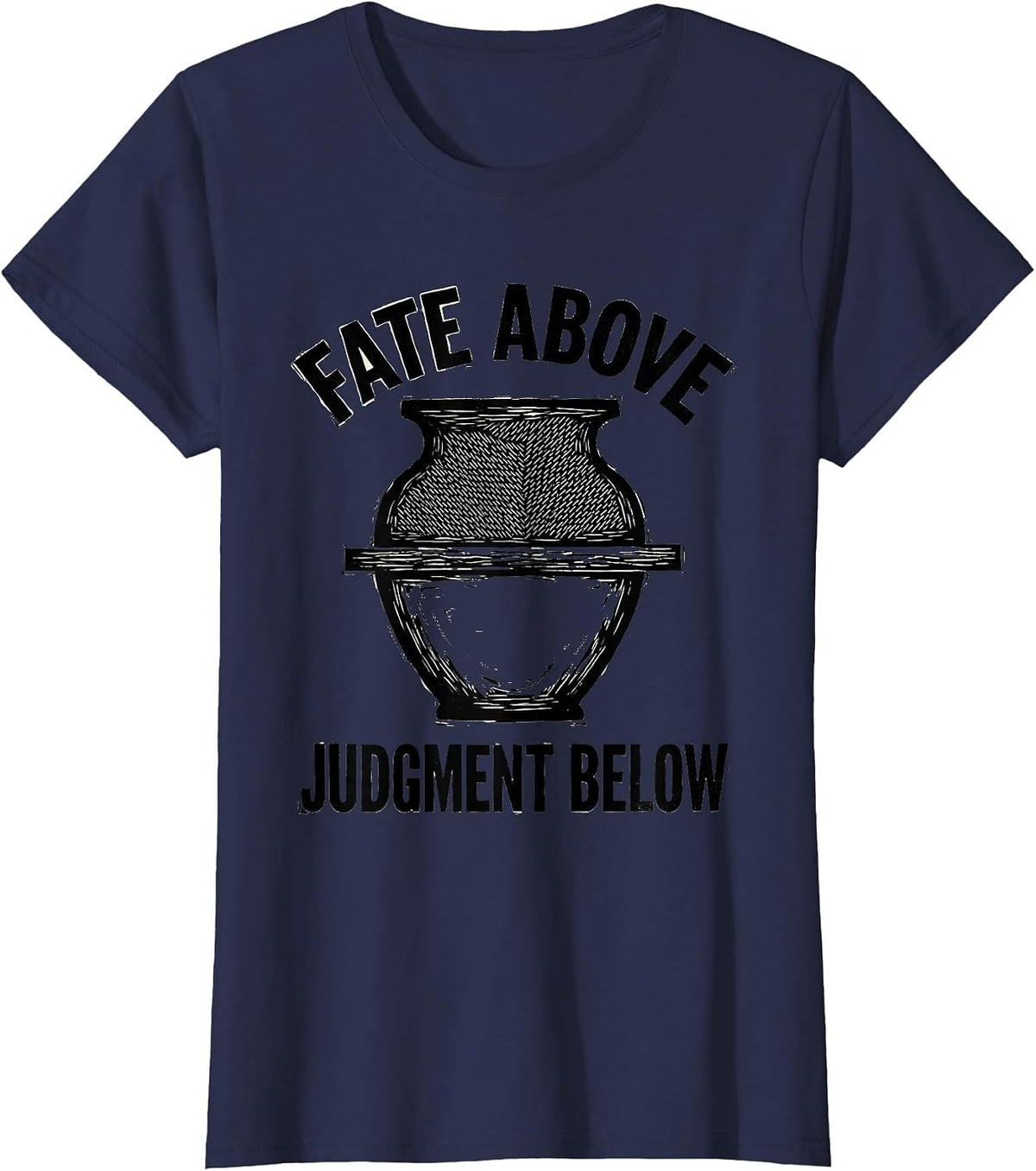 Women's Fate Above Judgment Below Stoic Philosophy Marcus Aurelius T-Shirt - Navy Blue