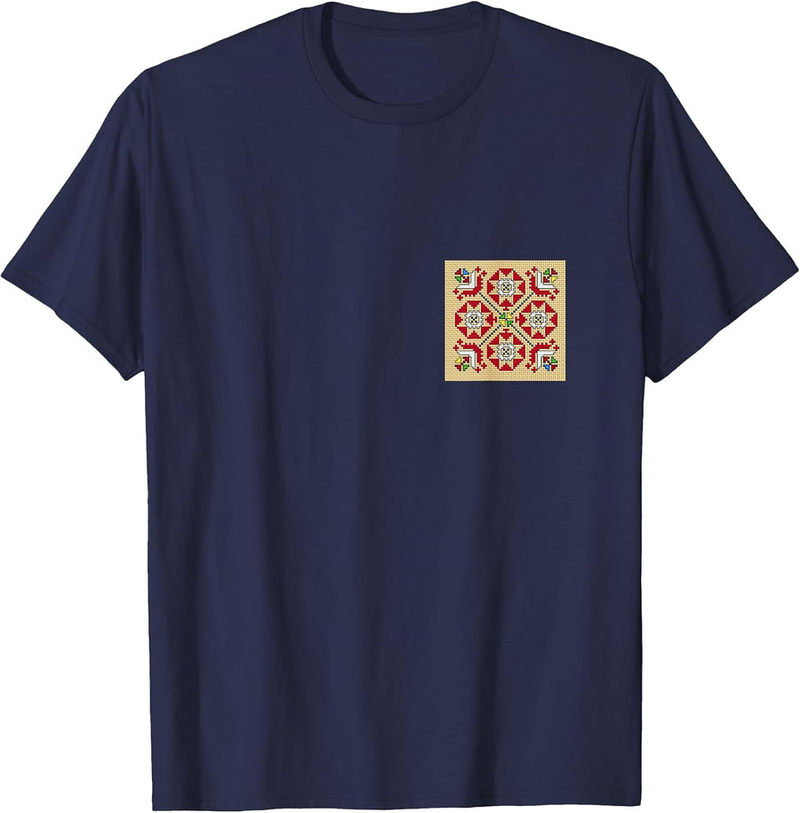 Bulgarian Shevitsa Traditional Folklore T-Shirt - Navy Blue