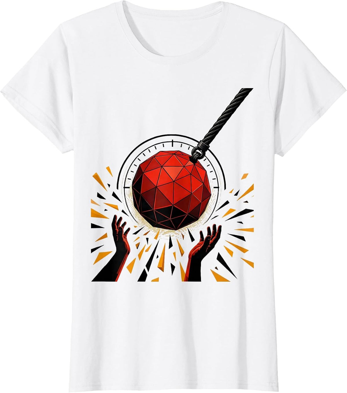 Women's Countdown Sphere Ball Drop Dirty Humor Party T-Shirt - White