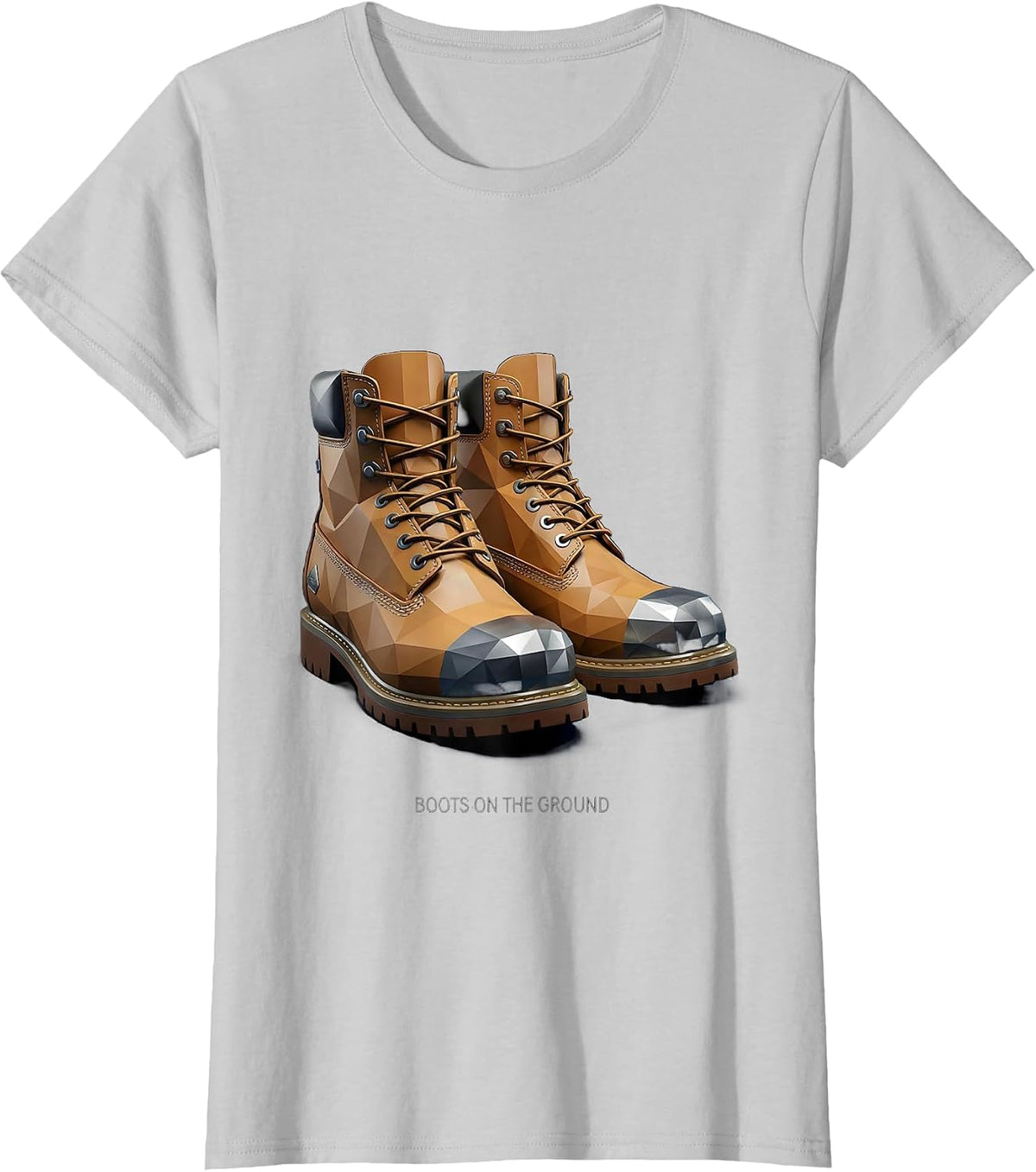 Boots on the Ground Labor Day Worker Design T-Shirt - Silver Grey