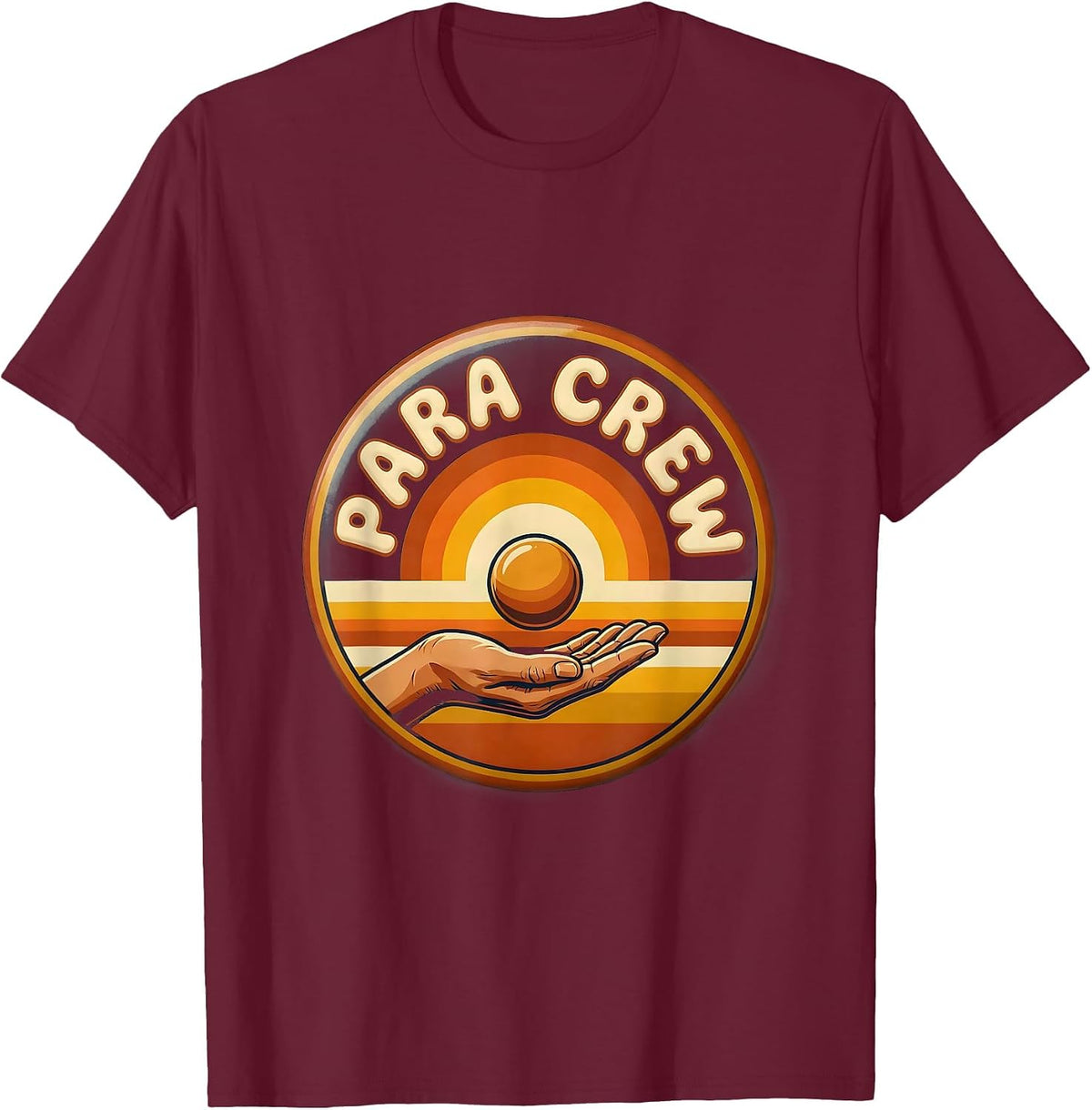 Para Crew Retro 70s School Support Staff Appreciation T-Shirt - Burgundy
