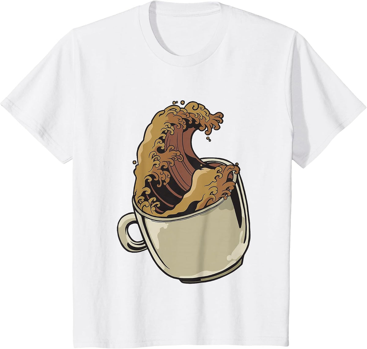 Vintage The Great Wave of Coffee Start The Day with Coffee T-Shirt - White