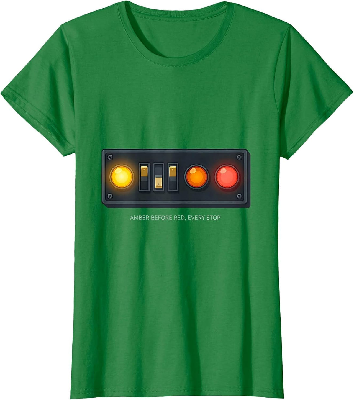 Women's Amber Before Red Every Stop Funny School Bus Driver Gift T-Shirt - Kelly Green
