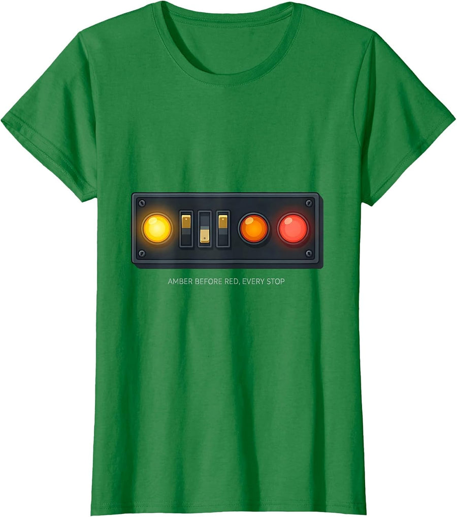 Women's Amber Before Red Every Stop Funny School Bus Driver Gift T-Shirt - Kelly Green