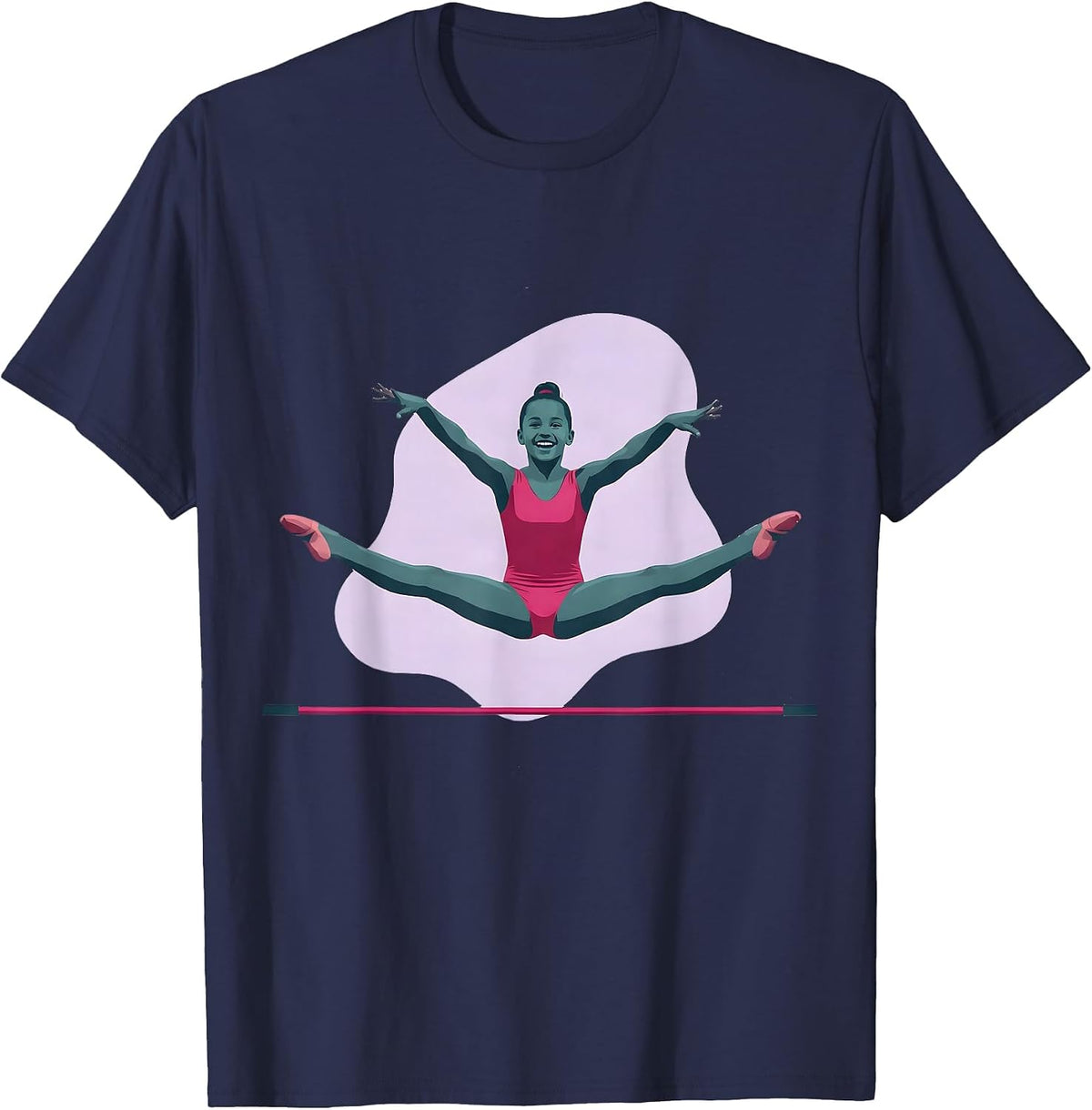 Men's Straddle Jump Gymnastics Silhouette Kids Athlete Gift T-Shirt - Navy Blue