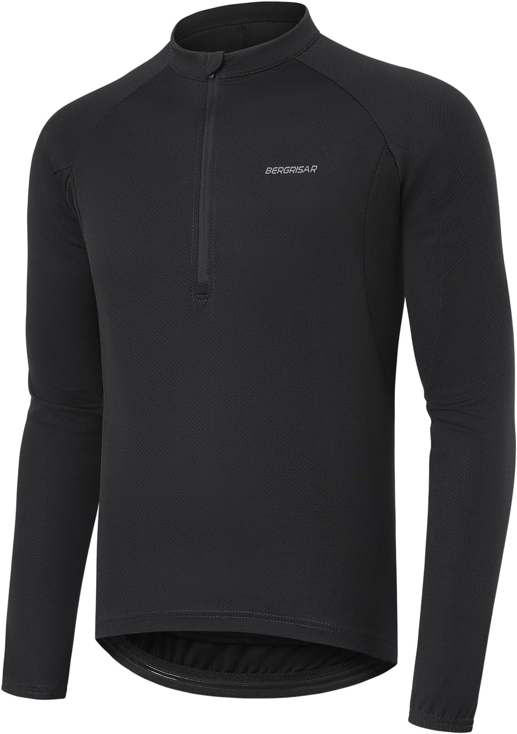 BERGRISAR Long Sleeve Cycling Jersey Men Half Zip Bike Shirt - Black