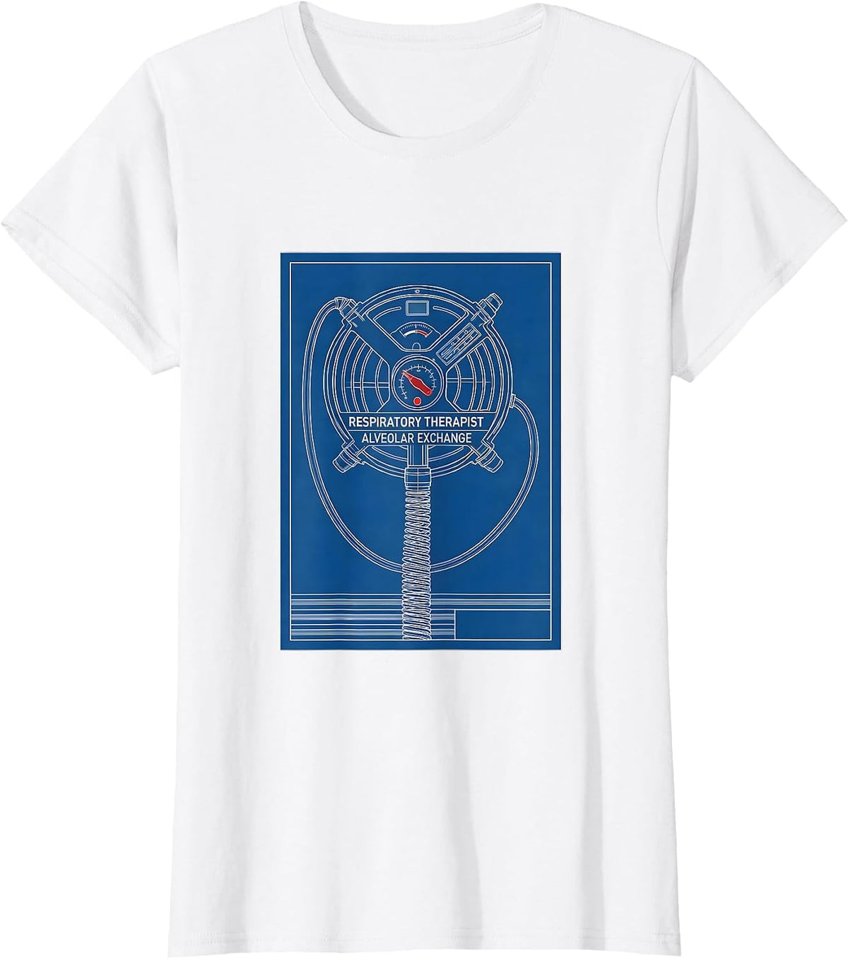 Respiratory Therapist Alveolar Exchange Technical Blueprint T-Shirt - White