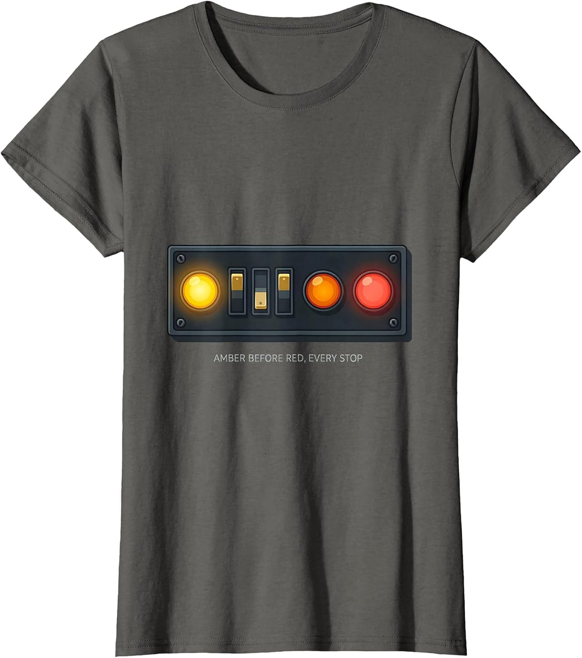 Women's Amber Before Red Every Stop Funny School Bus Driver Gift T-Shirt - Asphalt Grey