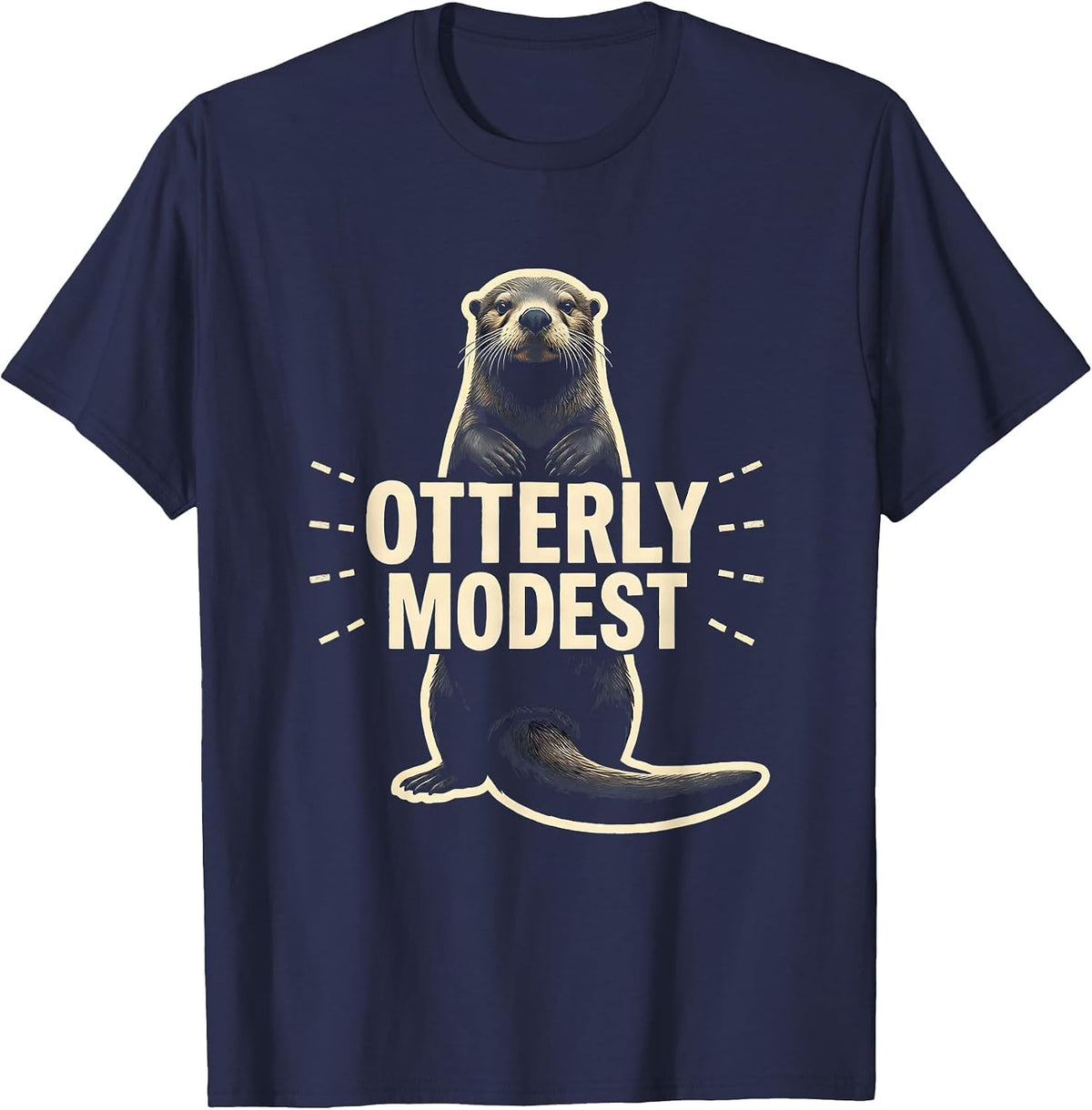 Men's Otterly Modest Funny Otter Lover Pun Humor Gift T-Shirt - Navy Blue