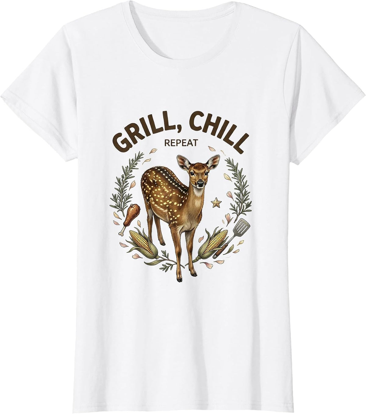 Grill Chill Repeat Labor Day Cookout Design T-Shirt - White