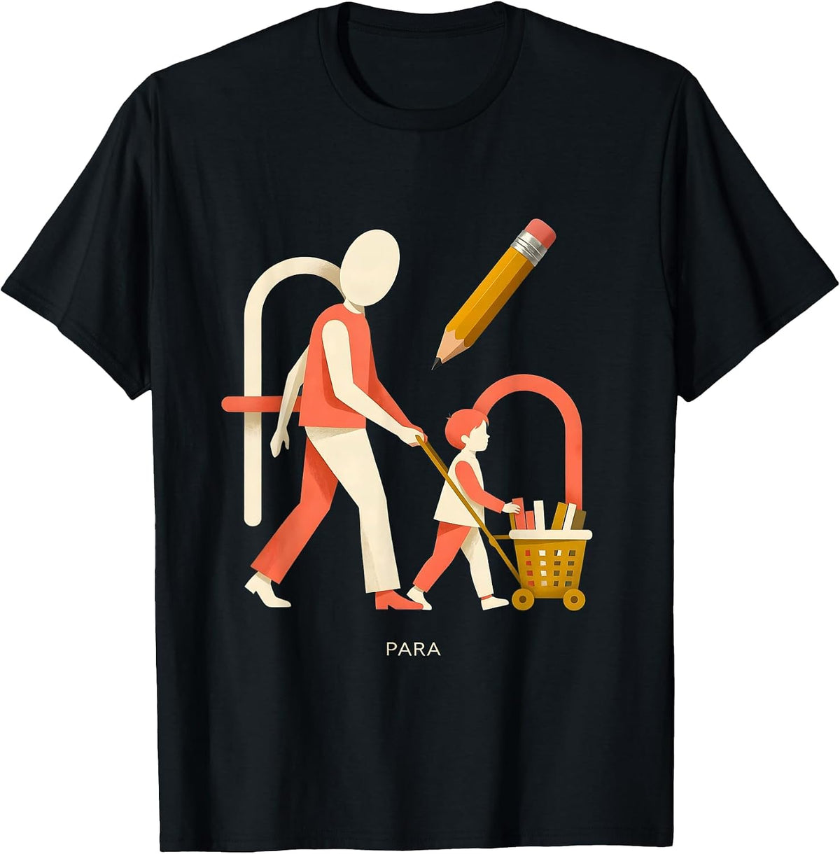Men's Para Midcentury Modern Paraprofessional Teacher Aide T-Shirt - Black