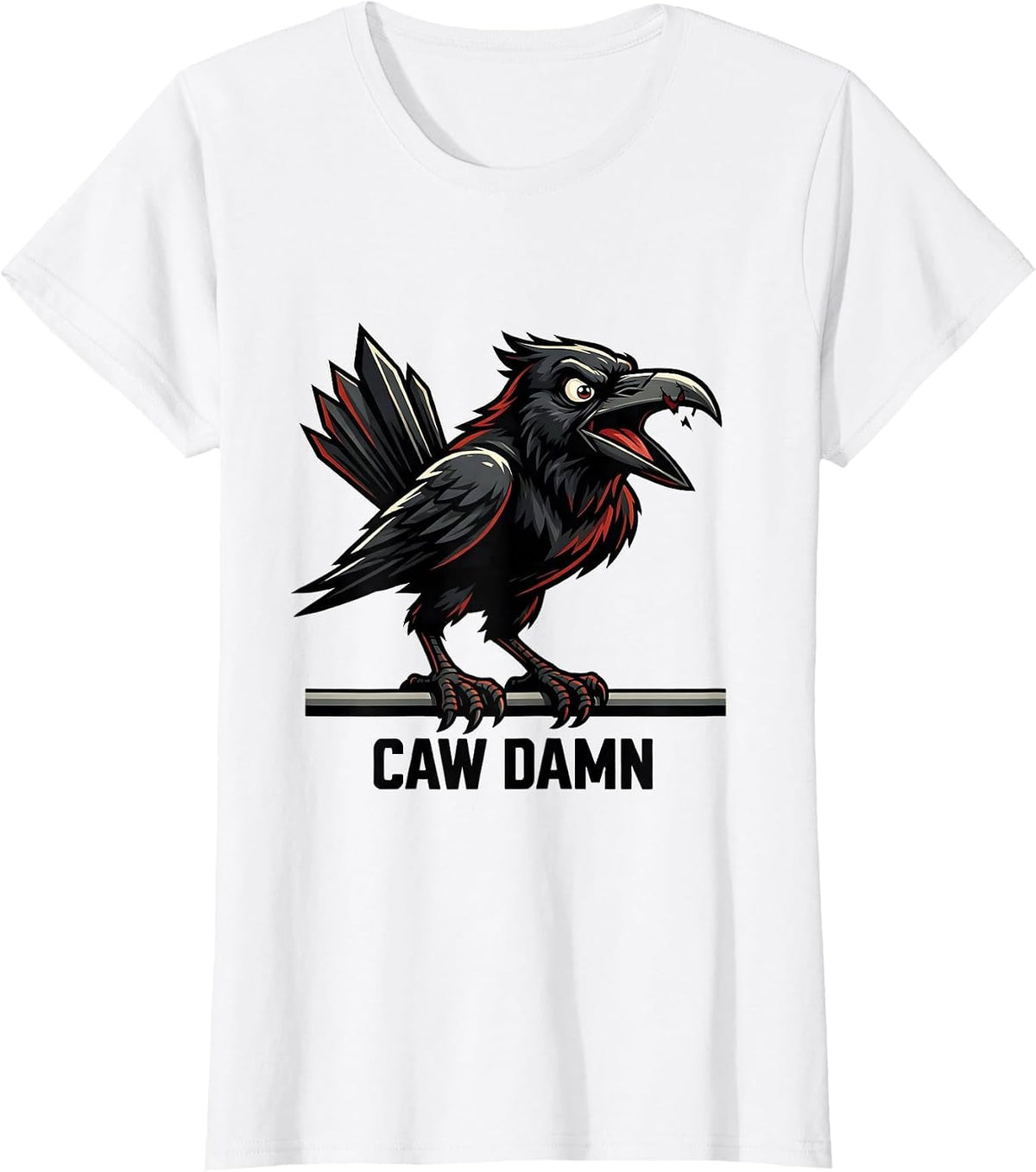 Caw Damn Funny Crow Dark Humor Gothic Halloween Unisex T-Shirt - White