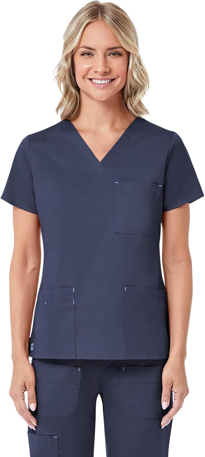 Maevn Women's Blossom 3-Pocket V-Neck Top - Navy